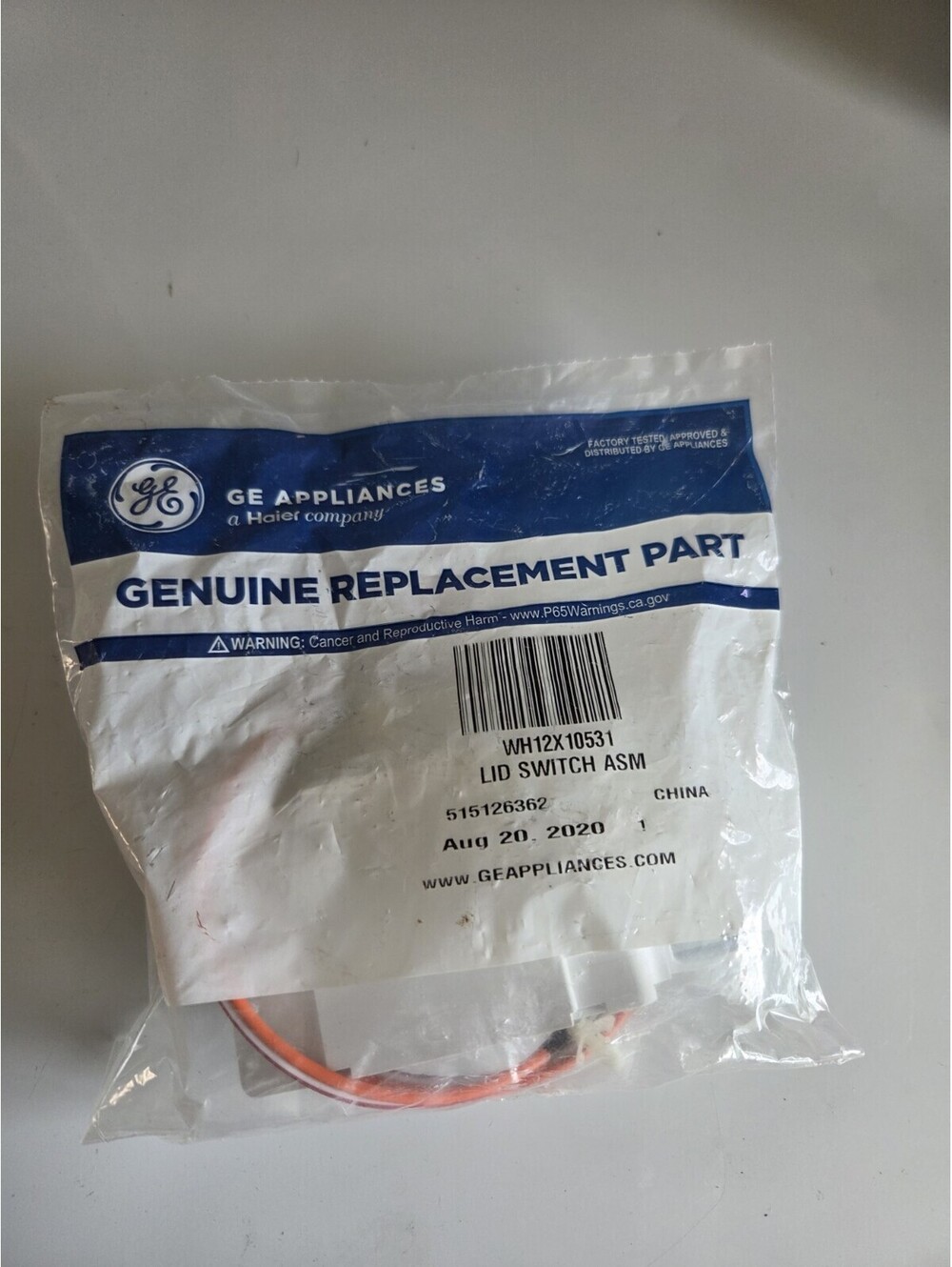 Genuine GE WH12X10531 Washer Lid Switch Assembly WH12X10275 OEM New Sealed A23